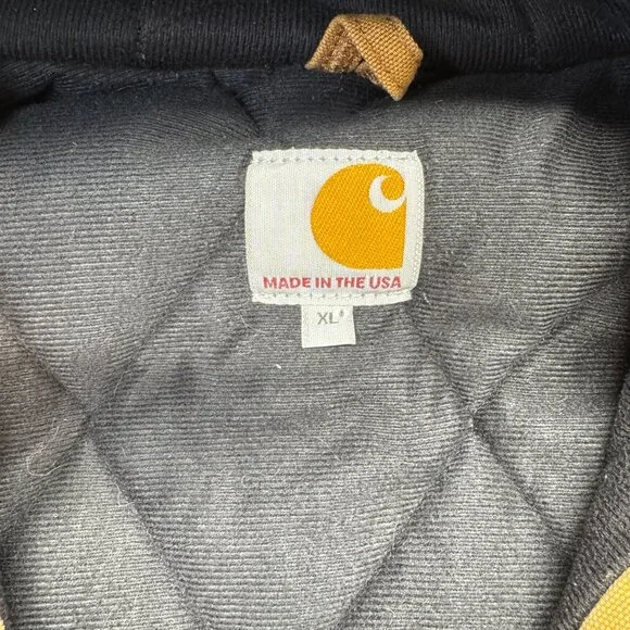 Vintage Carhartt J131 BRN Hooded Duck Jacket Sz XL USA Made Union Quilted Lined - Picture 7 of 15